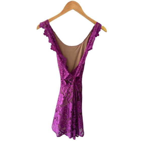 For Love and Lemons Gianna Apron Lace Crossback Dress Purple Size XS NWT - Picture 5 of 10